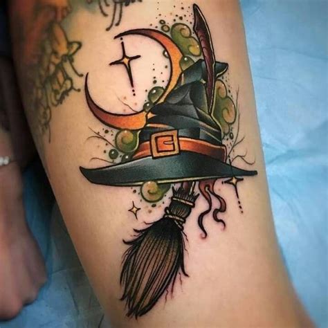 Festive Fall Ink: Witch Hat Tattoos on Pumpkin Decor